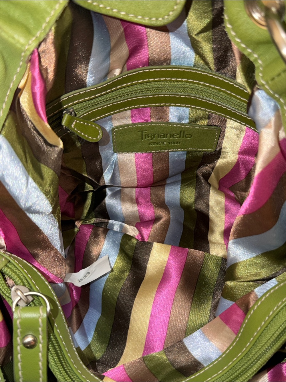 Tignanello Green Leather Shoulder Tote (EUC) - Picture 10 of 16